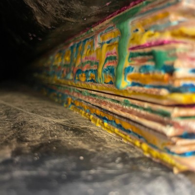 Glue squeeze out of skateboard stain veneer